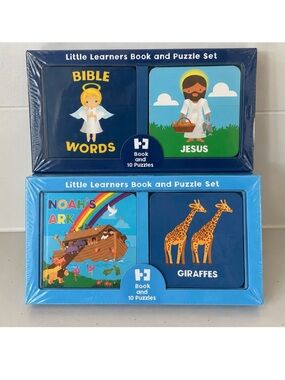 2 New Little Learners Book & Puzzle Sets Bible Noah’s Ark Giraffes